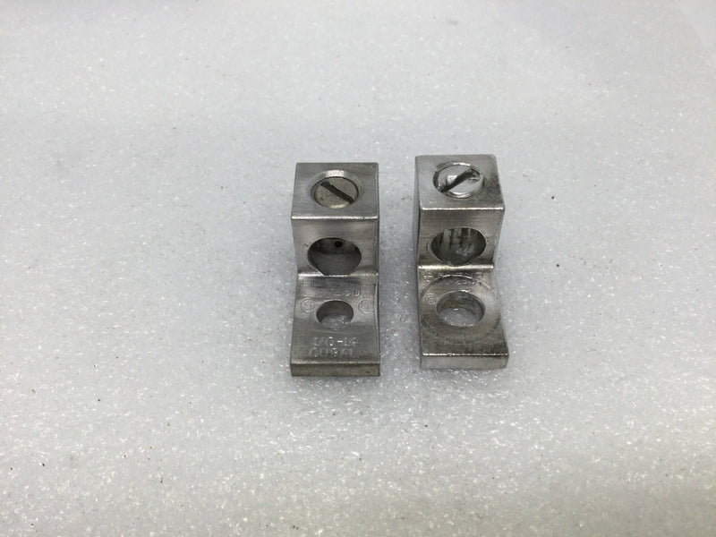 (Lot of 2) Burndy KA25U Dual Rated Aluminum Mechanical One Hole Lugs #1/0-#14