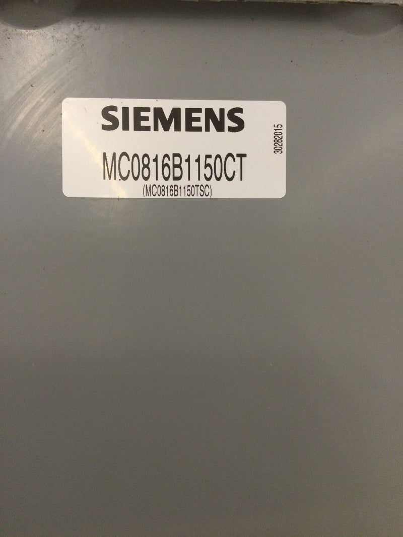 Siemens MC816B1150CT, Single Phase, 150A Continuous, 8 Space/16 Circuit, Meter/Main Breaker Combo, Includes EQ9683 150A Main Breaker