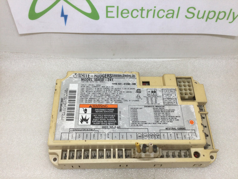 White Rodgers Furnace Control Circuit Board 50A50-241; York 031-01266-000