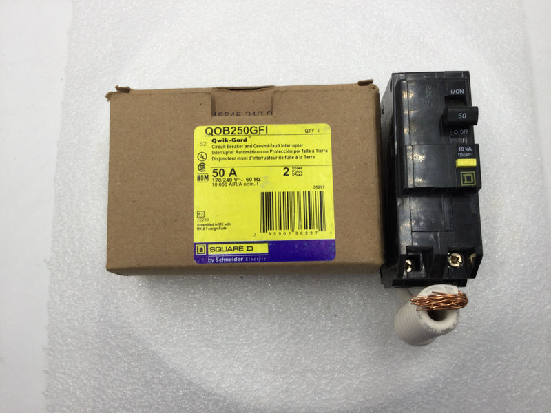 Square D QOB250GFI 50 Amp 2 Pole 120/240V GFCI Circuit Breaker