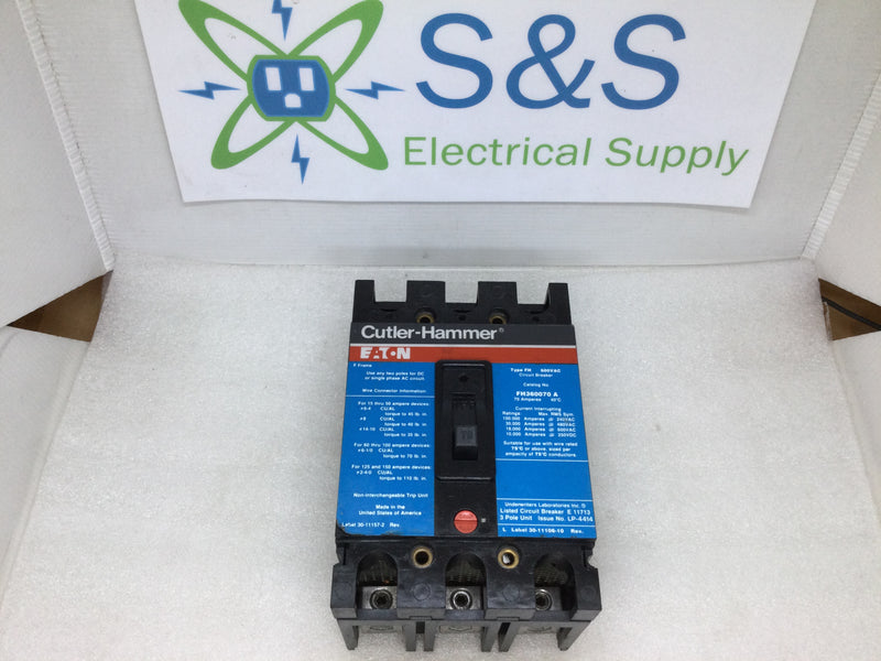 Cutler Hammer Fh360070 A 3 Pole 70 Amp 600v Circuit Breaker