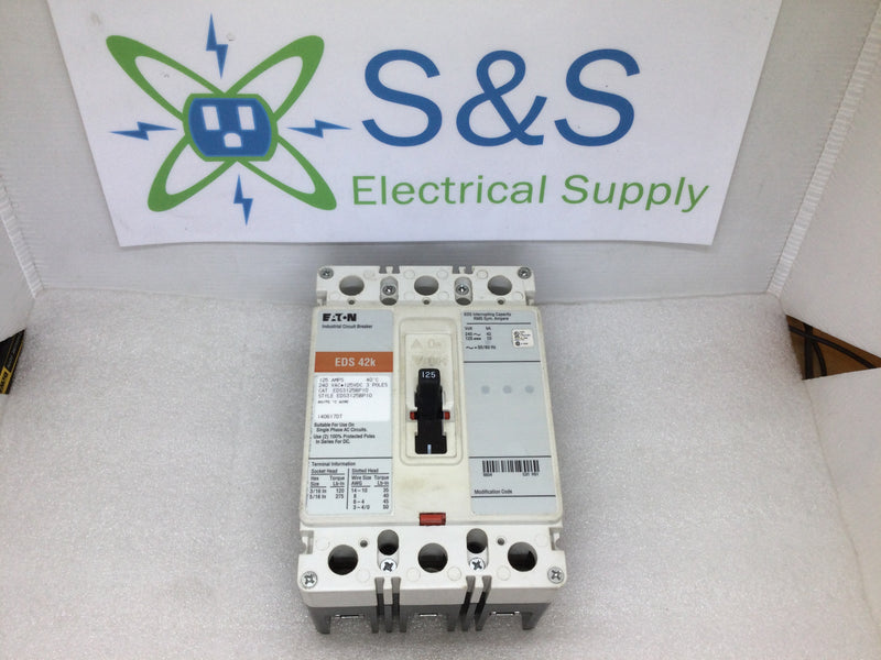 Eaton/Cutler-Hammer Eds3125bp10 125a, 240vac, 3 Pole, Type Eds, Circuit Breaker