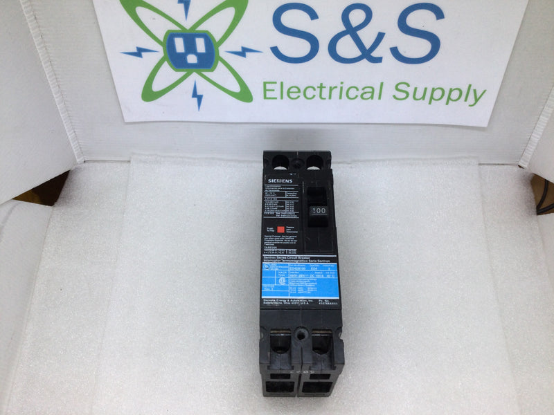 Siemens Ed42b100, 100 Amp 2 Pole 480 Volt Circuit Breaker Ed4