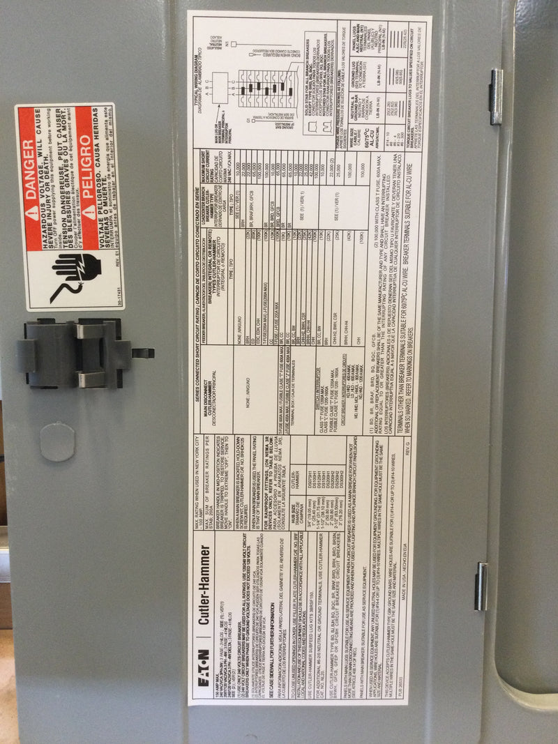 Eaton/Cutler-Hammer; 3BR1836L150, 3Ph, 150A, 120/208V, 18 Space, 36 Circuit, Type BR, MLO, Breaker Enclosure