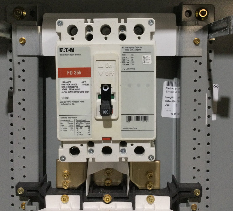 Eaton/Cutler-Hammer (PRL2A/30): 480Y/277V, 100A Main Included, 3Ph/4 Wire, Nema3R, 30 Circuit Panelboard (20 1/2" x 42")