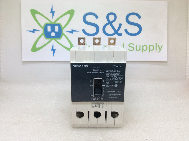 Siemens HGB3B100 100 Amp 3 Pole Circuit Breaker