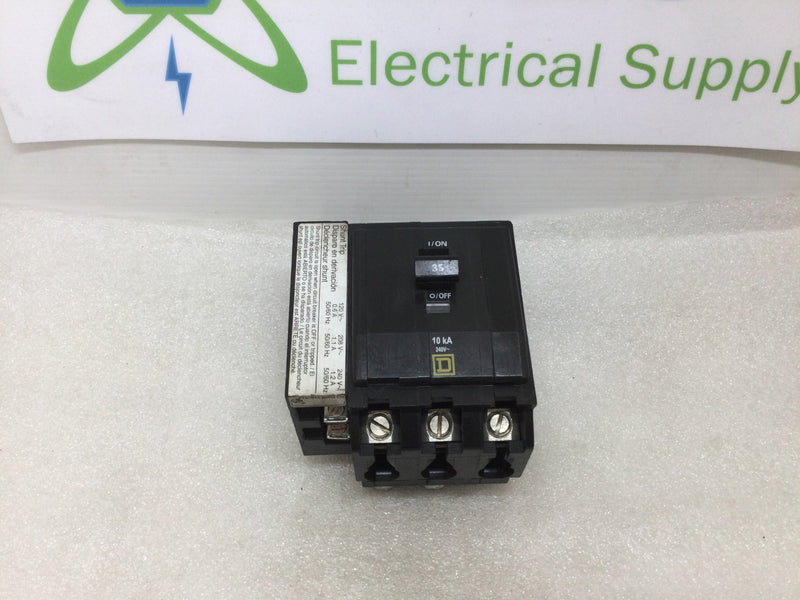 Square D QOB3351021 3 Pole 35 Amp 240v Circuit Breaker QOB335-1021