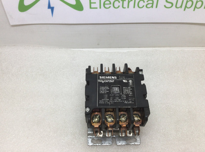 Furnas Siemens Motor Starting Contactor 42af25af 120v Coil