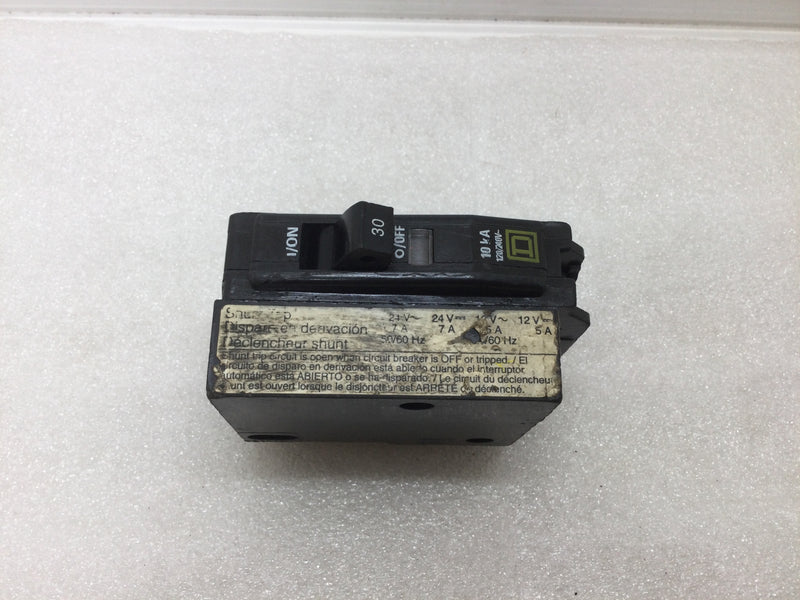 Square D QOB1301021 Single Pole 30 Amp 120v With Shunt Trip Circuit Breaker