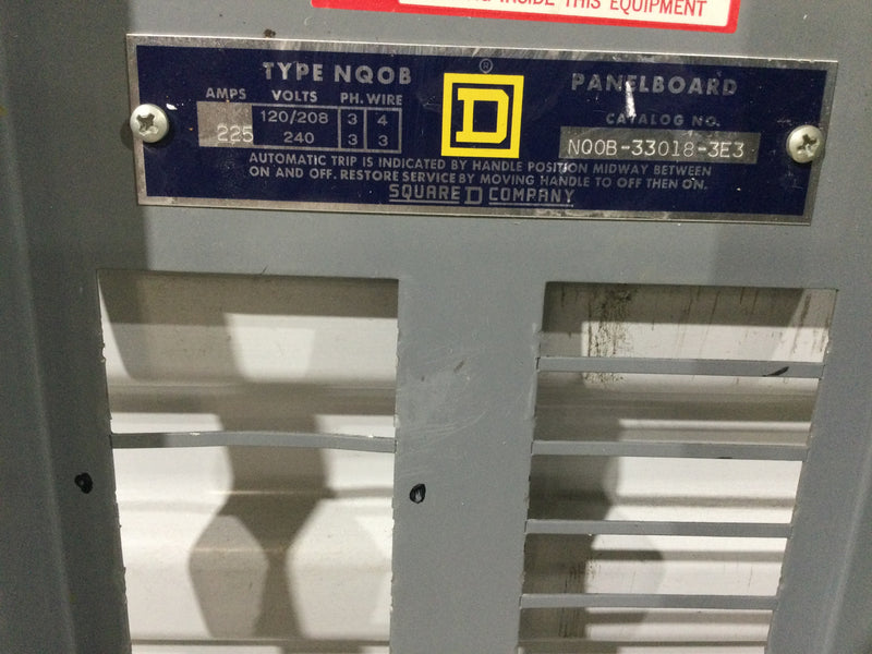 Square D NQOB-33018-3E3 225 Amp 120/240V 3 Phase 4 Wire 21/42 Space NQOB Panelboard 26" x 8.5"