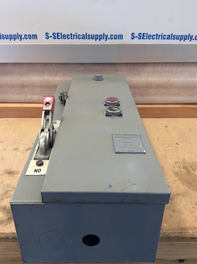 Westinghouse Enclosed A200M1CB Motor Starter Size 1 600VAC Max 3ph 27 Amp Fused Panel Switch Enclosure