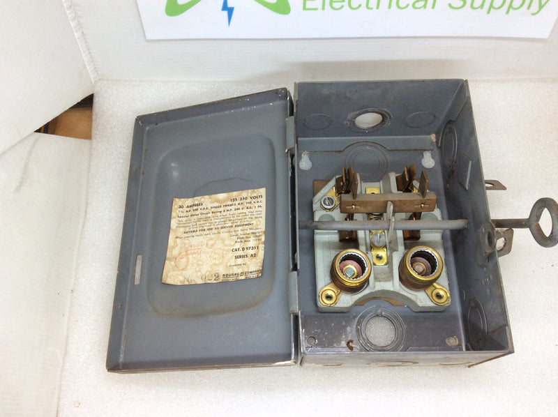 Square D D97311 30A 125-250VAC Series A2 Single Phase 1 1/2 HP @ 240V Fusible Switch