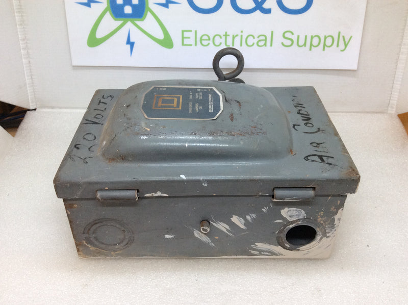 Square D D97311 30A 125-250VAC Series A2 Single Phase 1 1/2 HP @ 240V Fusible Switch